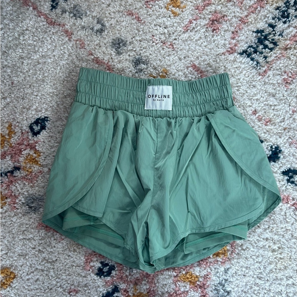 Aerie offline‎ green high waisted shorts XS